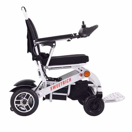 Nuova sedia a rotelle pieghevole in alluminio con telaio robusto, sedia a rotelle elettrica, sistema di frenatura elettromagnetica, scooter per disabili per disabili
